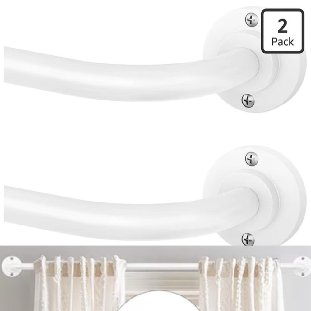 HEI! DEAR Blackout Curtain Rods 48-90 Inch Adjustable White Set Of 2 NWT